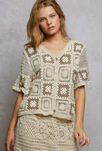 Load image into Gallery viewer, 5467- POL SMC224 CROCHET TOP NATURAL/CAMEL
