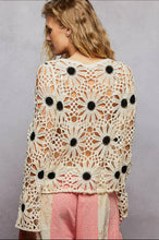 Load image into Gallery viewer, 5468- POL SMC240 CROCHET TOP-NATURAL/BLACK
