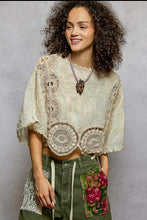 Load image into Gallery viewer, 5473- POL SMC308 CROCHET TOP-NATURAL
