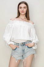 Load image into Gallery viewer, 4322-Gauze Off-The-Shoulder Top-WHITE
