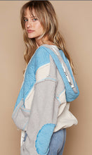 Load image into Gallery viewer, 4669- THERMAL QUILTED KNIT HOODIE-SKY/GREY
