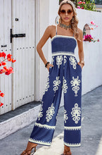 Load image into Gallery viewer, 4414-Off Shoulder Ruched Printed Jumpsuit -NAVY
