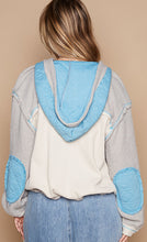 Load image into Gallery viewer, 4669- THERMAL QUILTED KNIT HOODIE-SKY/GREY
