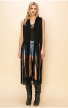 Load image into Gallery viewer, 5496-Faux Suede Long Fringe Sleeveless Vest
