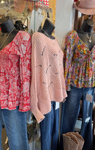 Load image into Gallery viewer, 5893-Openwork Loose Knit Batwing Sweater-PINK

