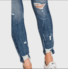 Load image into Gallery viewer, 4137- PETRA153- High Rise Ankle Skinny Jean w/ Destroyed Hem
