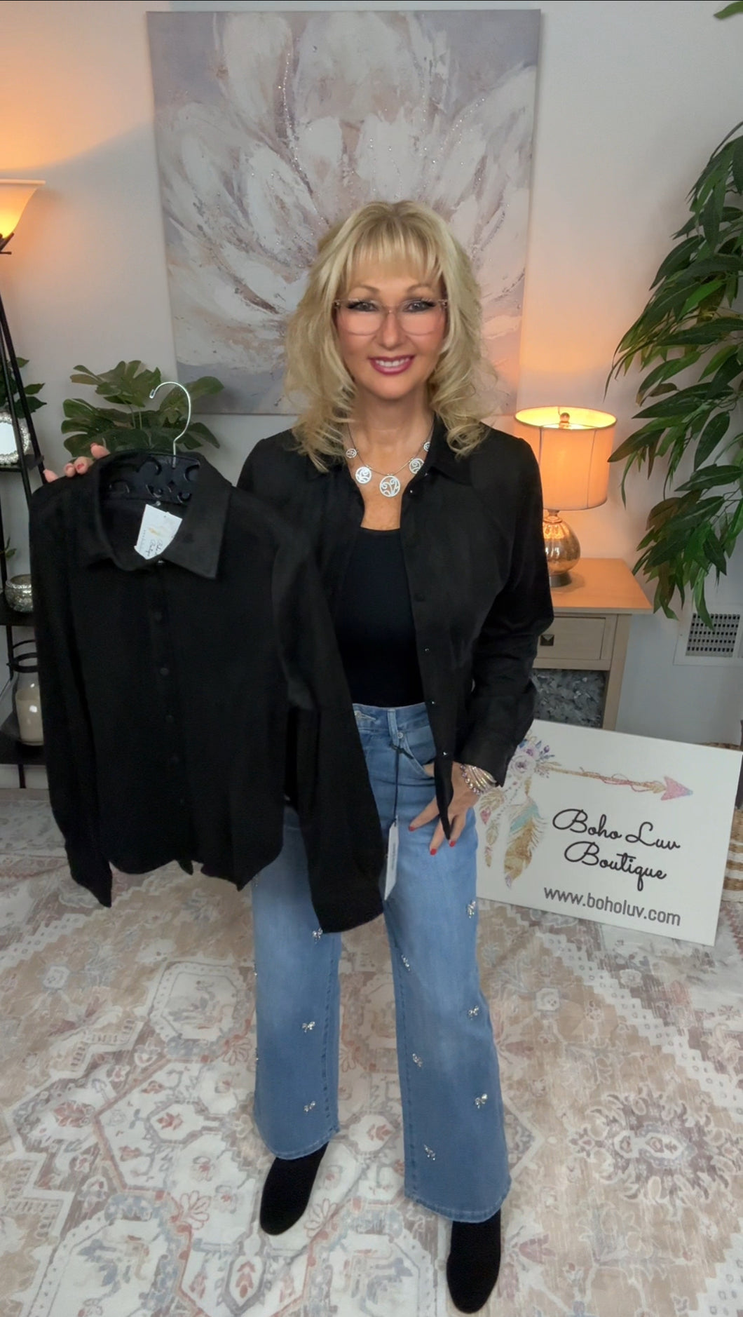 5713- Collared Long Sleeve Suede Shirt-black