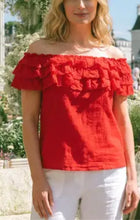 Load image into Gallery viewer, 6194-Off-The-Shoulder Layered Ruffle TOP-RED
