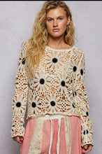 Load image into Gallery viewer, 5468- POL SMC240 CROCHET TOP-NATURAL/BLACK
