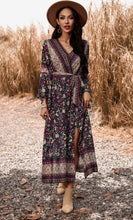 Load image into Gallery viewer, 4613-Boho Floral Elastic Waist V Neck Long Dress
