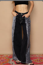 Load image into Gallery viewer, 4663- POL SEQUIN PATCH PANTS-BLACK
