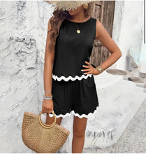 Load image into Gallery viewer, 6073- Short Sleeve Lace Trim Top and Shorts Set
