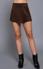 Load image into Gallery viewer, 6400- Front Wrap Faux Suede Skort-BROWN
