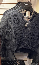 Load image into Gallery viewer, 6431- Dreamy Crochet Tulle Tiered Sleeved Cardigan- BLACK
