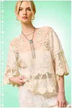 Load image into Gallery viewer, 6147- Boho Floral Guipure Lace Tiered Top-NATURAL
