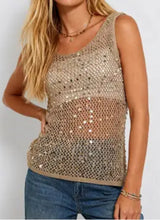 Load image into Gallery viewer, 6414- Chic Shiny Sequin Crochet Hollow-Out Tank
