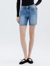 Load image into Gallery viewer, 6137- RISEN-High Rise Raw Hem Bermuda Shorts
