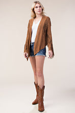 Load image into Gallery viewer, 5690-SUEDE-INSPIRED JACKET WITH FRINGE -CAMEL
