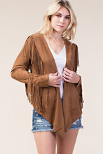 Load image into Gallery viewer, 5690-SUEDE-INSPIRED JACKET WITH FRINGE -CAMEL

