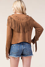 Load image into Gallery viewer, 5690-SUEDE-INSPIRED JACKET WITH FRINGE -CAMEL
