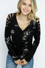 Load image into Gallery viewer, 5520-TIE DYE LASER CUT LONG SLEEVE TOP AND STONES
