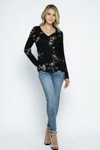 Load image into Gallery viewer, 5520-TIE DYE LASER CUT LONG SLEEVE TOP AND STONES
