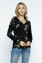 Load image into Gallery viewer, 5520-TIE DYE LASER CUT LONG SLEEVE TOP AND STONES
