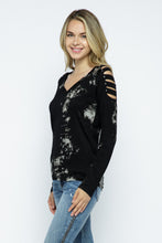 Load image into Gallery viewer, 5520-TIE DYE LASER CUT LONG SLEEVE TOP AND STONES
