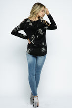 Load image into Gallery viewer, 5520-TIE DYE LASER CUT LONG SLEEVE TOP AND STONES
