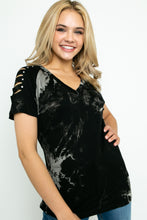 Load image into Gallery viewer, 5207-TIE DYE LASER CUT SLEEVE TOP-TIE DYE

