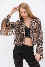 Load image into Gallery viewer, 5522-ANIMAL PRINT (LEOPARD) CROPPED FRINGE JACKET
