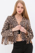 Load image into Gallery viewer, 5522-ANIMAL PRINT (LEOPARD) CROPPED FRINGE JACKET
