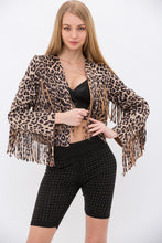 Load image into Gallery viewer, 5522-ANIMAL PRINT (LEOPARD) CROPPED FRINGE JACKET
