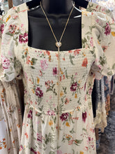 Load image into Gallery viewer, 6011- Floral Bell Sleeve Smocked Bust Midi Dress-FLORAL
