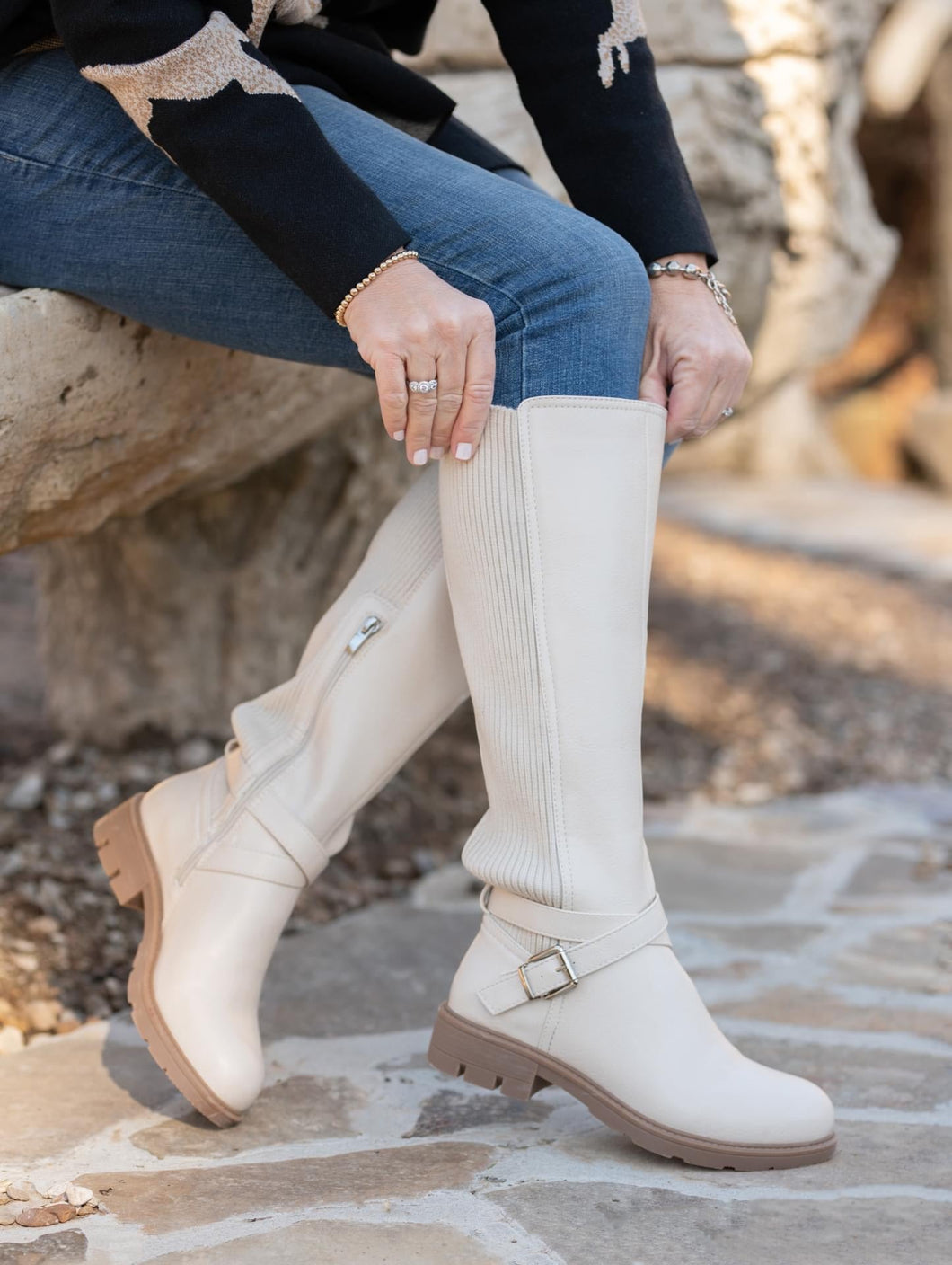 CORKYS HAYRIDE TALL BOOTS-IVORY