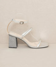 Load image into Gallery viewer, The Giza Metallic Silver | Glittery architectural block heel
