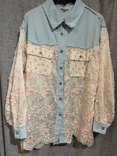 Load image into Gallery viewer, 5302- POL TEXTURED LONG SLEEVE SHACKET-BLUE
