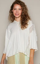 Load image into Gallery viewer, 4485- POL LACE DETAIL JERSEY V NECK-OFF WHITE

