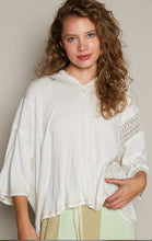 Load image into Gallery viewer, 4485- POL LACE DETAIL JERSEY V NECK-OFF WHITE
