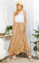 Load image into Gallery viewer, 4588-Gypsy Rhapsody: Textured Tiered Skirt with Aari Embroidery-CAMEL
