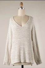 Load image into Gallery viewer, 4774-V Neck Ribbed Trim Cable Knit Sweater
