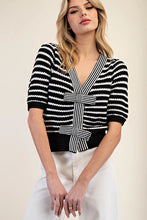 Load image into Gallery viewer, 4845-Striped V-Neck Knit Cardigan
