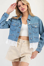 Load image into Gallery viewer, 4847-Stone Washed Lace Trim Jacket
