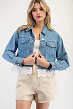 Load image into Gallery viewer, 4847-Stone Washed Lace Trim Jacket

