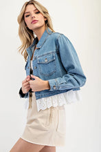 Load image into Gallery viewer, 4847-Stone Washed Lace Trim Jacket
