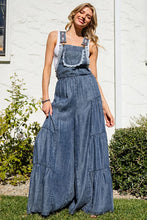 Load image into Gallery viewer, 4848-Lace Trim Tiered Sleeveless Denim Jumpsuit
