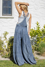 Load image into Gallery viewer, 4848-Lace Trim Tiered Sleeveless Denim Jumpsuit
