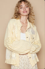 Load image into Gallery viewer, 4935- POL PEARL AND LACE TRIM SHACKET-BANANA MOUSSE
