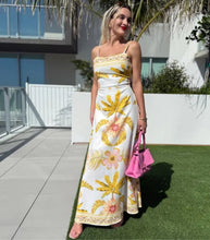 Load image into Gallery viewer, 4969-Tropic Island Floral Print Paradise Resort Dress-WHT/YEL
