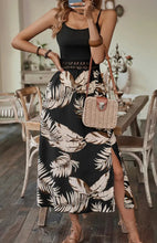 Load image into Gallery viewer, 5133-Tropical Print Guipure Lace Insert Split Dress
